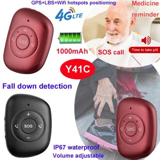 New developed China factory 4G IP67 waterproof accurate personal safety Elderly Tracker GPS with fall down alarm alert SOS emergency call Y41C