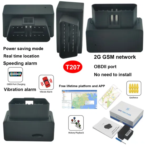 New promotional 2G OBDII Vehicle Locator Car GPS Tracker device with Power Save Mode for Automotive Safety Tracking T207