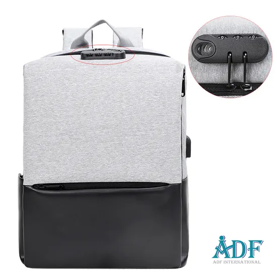 Adf Fashion Unisex Laptop Backpack with USB Charging Port and Luggage Strap