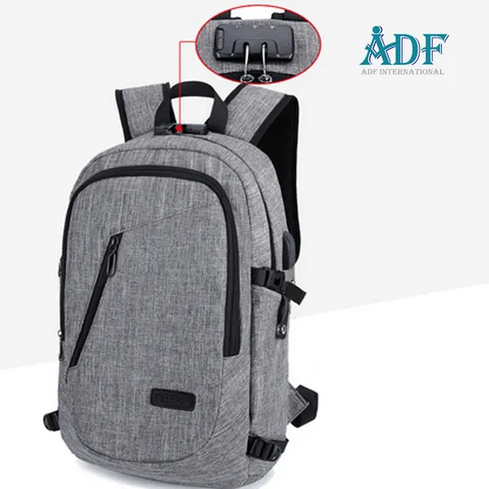 Custom Logo Stylish Business Travel Laptop Backpack Bag with USB Charging Port for Men Women School