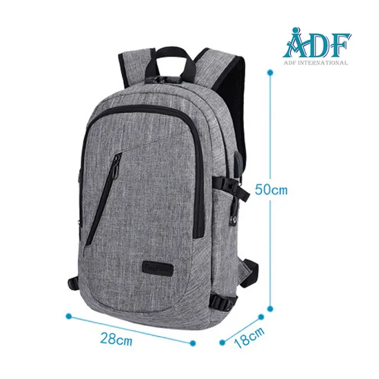 Custom Logo Stylish Business Travel Laptop Backpack Bag with USB Charging Port for Men Women School