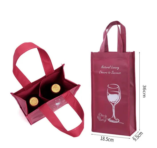 Adf Stylish Wine Tote Bag for Easy Transport and Storage 2 Bottles Wine Bag