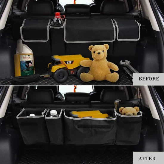 Durable Car Organizer with Foldable Design and Removable Cooler Feature and 3 Compartments