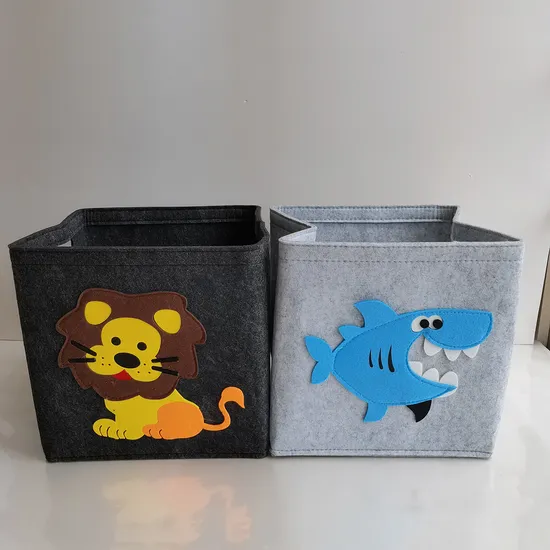 Kids Playroom Felt Storage Box Animal Cube Storage Bins Cloth Storage Chest