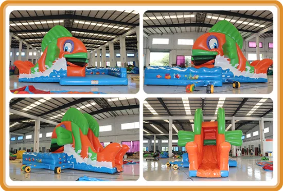 Aoqi Moving Fish Inflatable Bounce House Water Slide