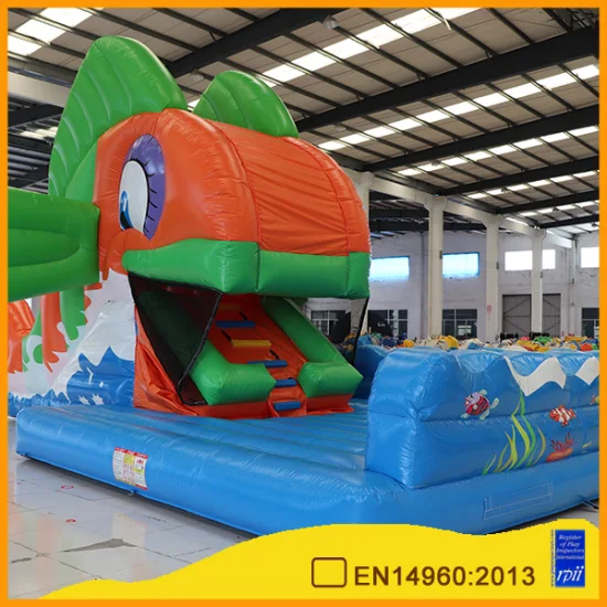 Aoqi Moving Fish Inflatable Bounce House Water Slide