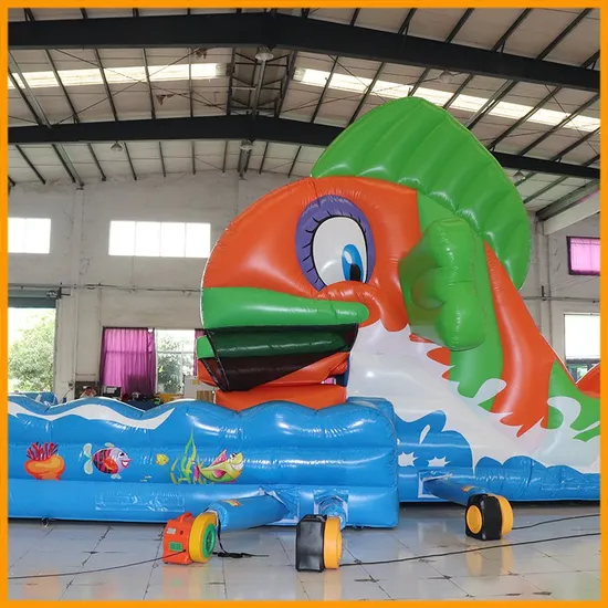 Aoqi Moving Fish Inflatable Bounce House Water Slide