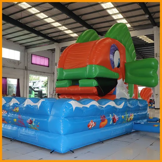 Aoqi Moving Fish Inflatable Bounce House Water Slide