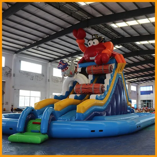 Aoqi New Designed Pirate Crab Inflatable Water Slide with Pool