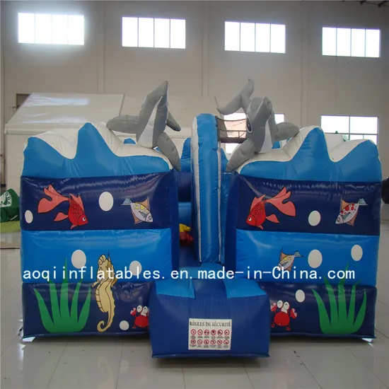 Blue Inflatable Ocean Bouncers House with Beautiful Printing (AQ02178)