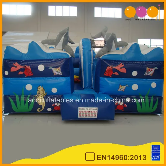 Blue Inflatable Ocean Bouncers House with Beautiful Printing (AQ02178)