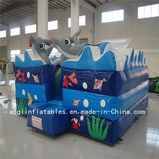 Blue Inflatable Ocean Bouncers House with Beautiful Printing (AQ02178)