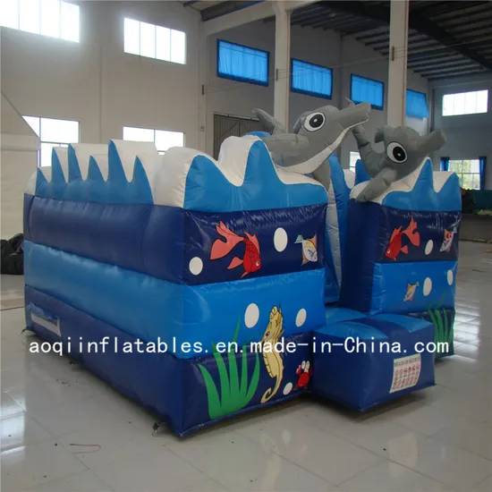 Blue Inflatable Ocean Bouncers House with Beautiful Printing (AQ02178)