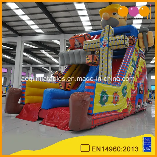 Cheap Kids Inflatable Construction Site Slide with High Quality (AQ01677)