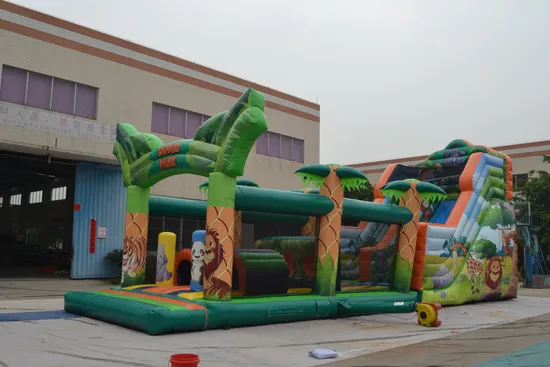 Child Green Inflatable Playground Safari Park Obstacle for Sale (AQ01104)