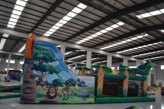 Child Green Inflatable Playground Safari Park Obstacle for Sale (AQ01104)