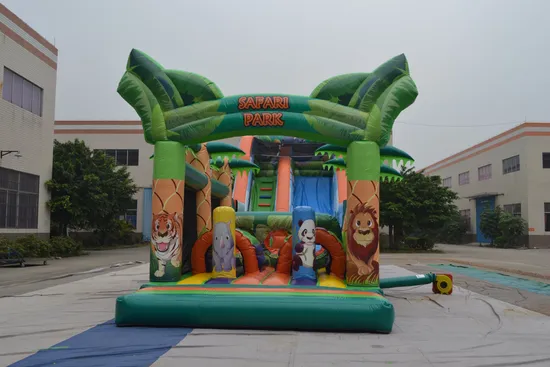 Child Green Inflatable Playground Safari Park Obstacle for Sale (AQ01104)