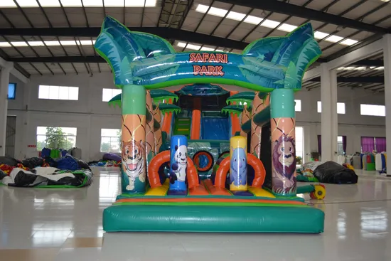 Child Green Inflatable Playground Safari Park Obstacle for Sale (AQ01104)