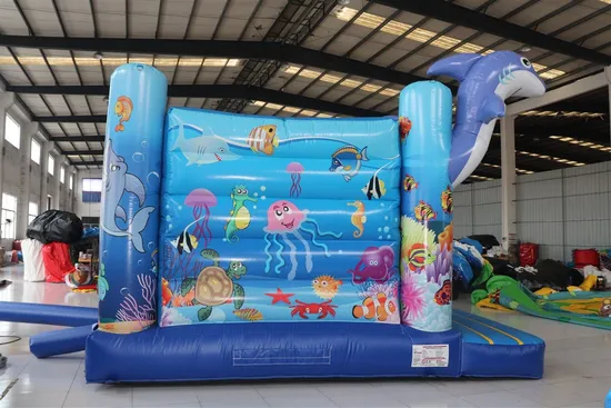 Dolphin Inflatable Jump Bouncer Slide Inflatable Undersea World Combo (AQ01742)