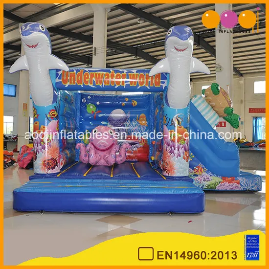 Dolphin Inflatable Jump Bouncer Slide Inflatable Undersea World Combo (AQ01742)