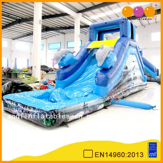 Dolphin Infltable Water Slide with Pool (AQ1079)