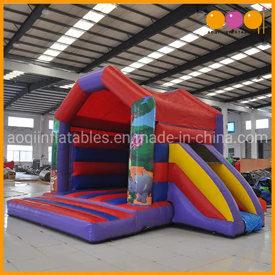 Factory Price Jungle Themed Combo Inflatables House with Slide (AQ641-1)