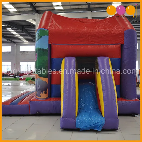 Factory Price Jungle Themed Combo Inflatables House with Slide (AQ641-1)