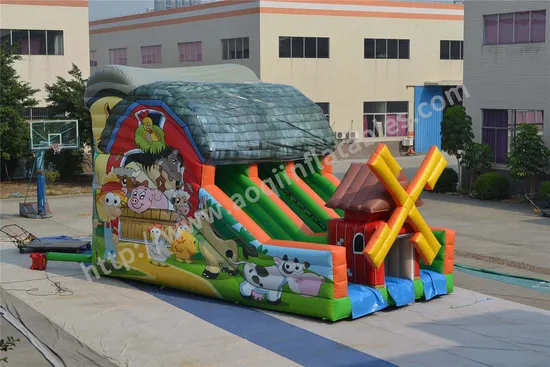 Happy Farm Slide Cartoon Printing Inflatable Slide for Outdoor Activities (AQ01233)