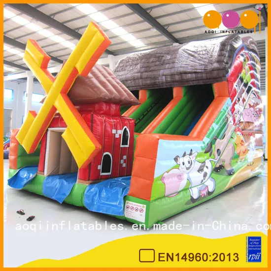 Happy Farm Slide Cartoon Printing Inflatable Slide for Outdoor Activities (AQ01233)