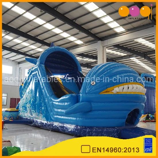 Hot Selling Shark Shape Inflatables Slide with Swimming Pool (AQ139)