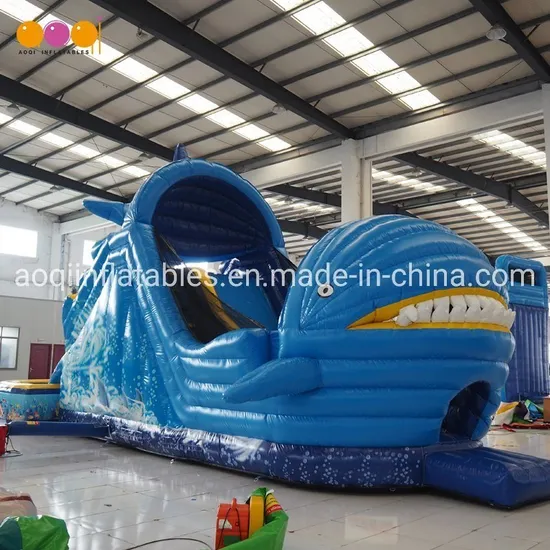 Hot Selling Shark Shape Inflatables Slide with Swimming Pool (AQ139)