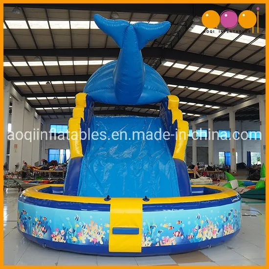 Hot Selling Shark Shape Inflatables Slide with Swimming Pool (AQ139)