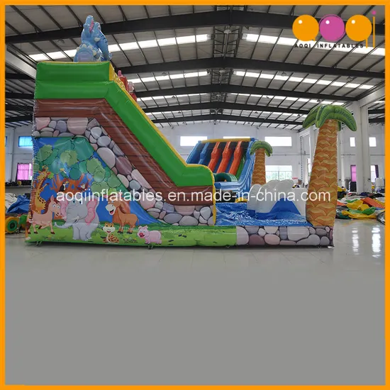 Indoor Water Park Animal Theme Dual Lanes Inflatable Water Slide (AQ01743)