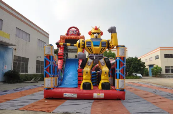 Kids Slides Inflatables Red Robot Inflatabble Slides with Printing (AQ01746)