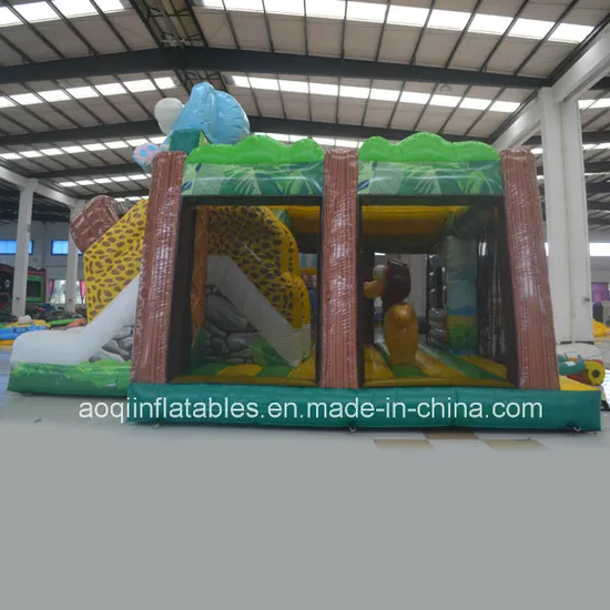 Lovely Safari Park Inflatable Combo Bouncer with Slide Inflatable Trampoline (AQ01583)