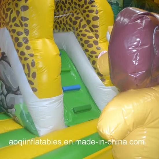 Lovely Safari Park Inflatable Combo Bouncer with Slide Inflatable Trampoline (AQ01583)