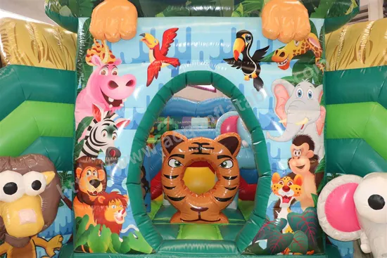 New Design Lovely Cute Tiger Inflatable Jumper Bounce House Slide Combos (AQ01765)