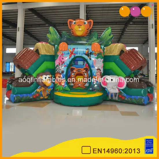 New Design Lovely Cute Tiger Inflatable Jumper Bounce House Slide Combos (AQ01765)