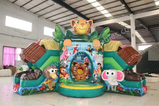 New Design Lovely Cute Tiger Inflatable Jumper Bounce House Slide Combos (AQ01765)