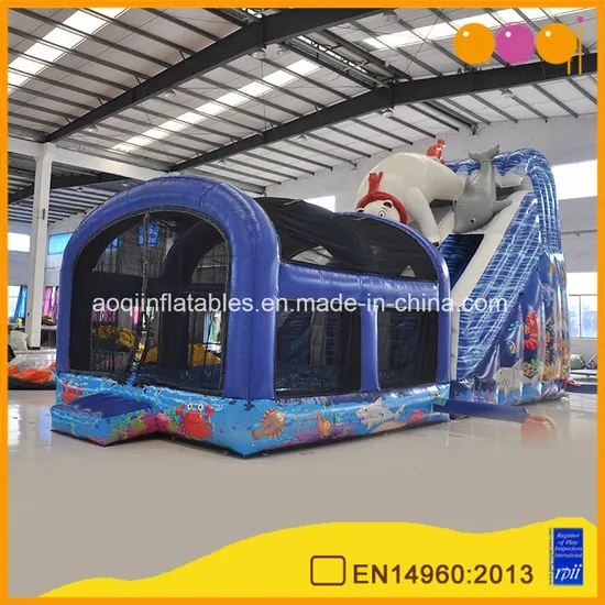 Polar Bear Slide with Pool Inflatable Water Slide (AQ01579)