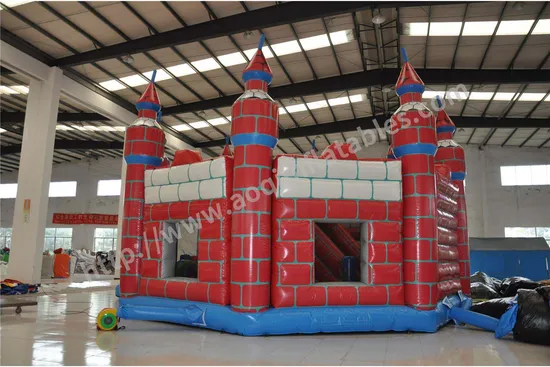 Prince and Princess Red Plaid Inflatable Castle (AQ592-2)