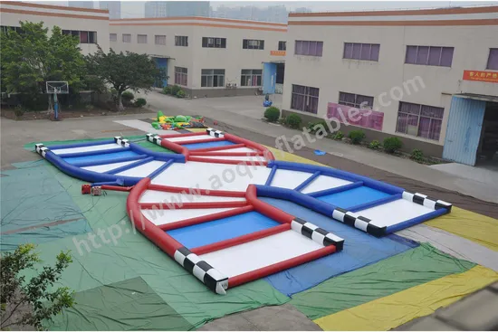 Two-Track Red Blue Middle Square Inflatable Sports Game (AQ16105-1)