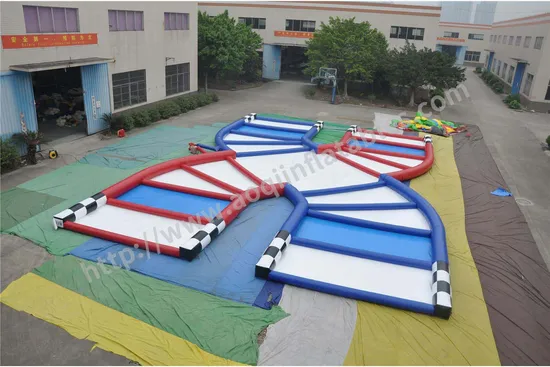 Two-Track Red Blue Middle Square Inflatable Sports Game (AQ16105-1)