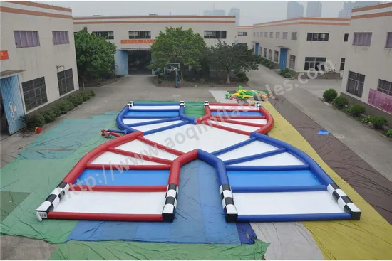 Two-Track Red Blue Middle Square Inflatable Sports Game (AQ16105-1)