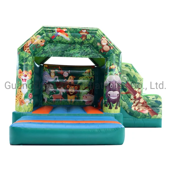 Zoo Animal Inflatable Slides Bounce House Jumping Castle with Slide (AQ696)