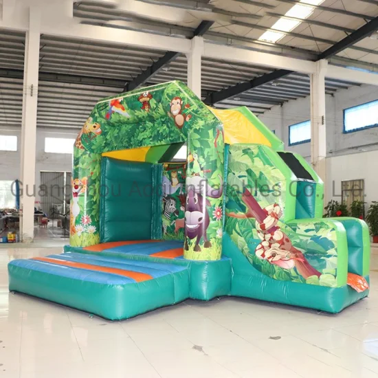 Zoo Animal Inflatable Slides Bounce House Jumping Castle with Slide (AQ696)