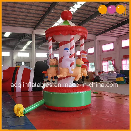 Christmas Decoration Santa Claus Snowman Inflatable Merry-Go-Round (AQ57122)