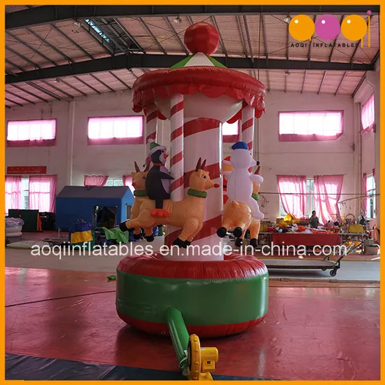 Christmas Decoration Santa Claus Snowman Inflatable Merry-Go-Round (AQ57122)