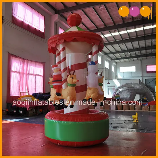 Christmas Decoration Santa Claus Snowman Inflatable Merry-Go-Round (AQ57122)