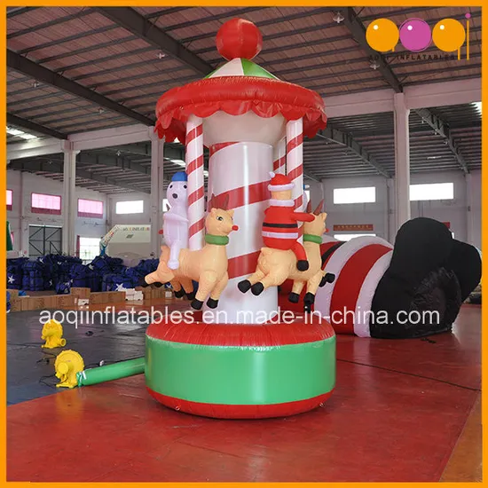 Christmas Decoration Santa Claus Snowman Inflatable Merry-Go-Round (AQ57122)